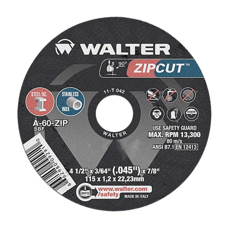 Disco de Corte para Aço Inox 7'' x 1/16'' x 7/8'' ZIPCUT WALTER