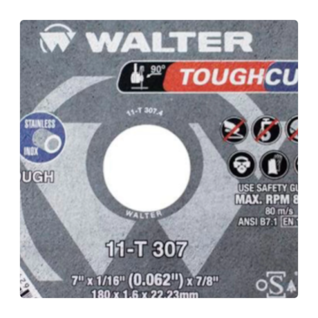 Disco de Corte Inox 7'' x 1/16'' x 7/8'' TOUGHCUT WALTER ABRASIVOS