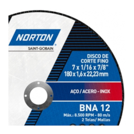 Disco de Corte Inox 7'' X 1.6mm 7/8'' BNA12 UPGRADE NORTON-386f0385-1e07-4cd7-8c3e-778da413f46a