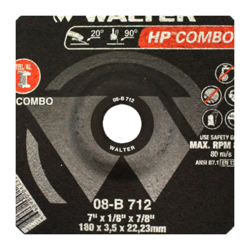 Walter Ratti Inox Disco de Corte Inox 7'' x 1/8'' x 7/8'' HP COMBO WALTER ABRASIVOS ...