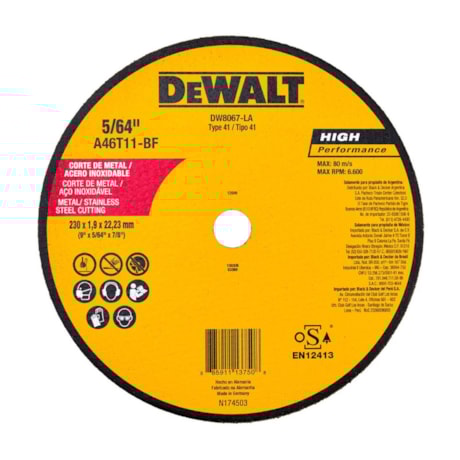Disco de Corte Inox 9'' x 2.0mm x 7/8'' DW8067-AR DEWALT-e33f3655-0175-4c3b-9caf-518f26d11f42