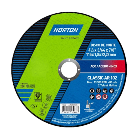 Disco de Corte Inox Classic 4.1/2'' 1.0mm AR 102 NORTON-23d79e83-3bcc-4fb9-9a02-b52da12e051f