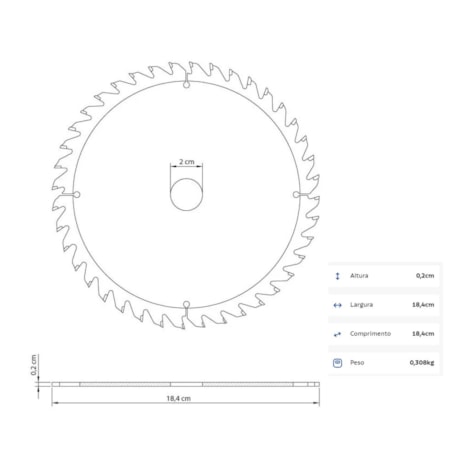 Disco de Corte Madeira 184mm x 7.1/4