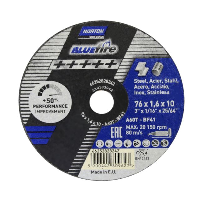 Disco de Corte para Aço Inox 3'' X 1.6mm X 10mm BLUE FIRE NORTON-b7f8d567-2f8a-4af9-95b8-9d1cd1828a8a