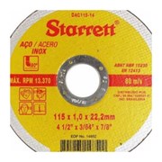 Disco de Corte para Aço Inox 4.1/2" DAC115-14X STARRETT