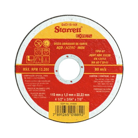 Disco de Corte para Aço Inox 7'' DAC180-24X STARRETT