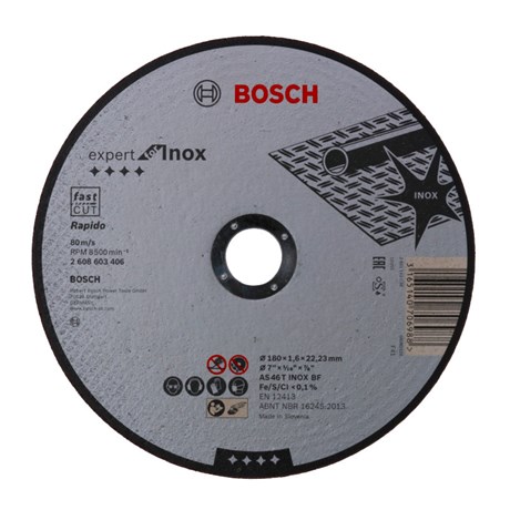 Disco de Corte para Inox 7" 1,6mm 8.500rpm EXPERT 2608603406 BOSCH