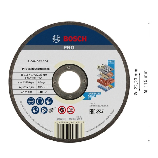 Disco de corte PRO Multi Construction 4.1/2