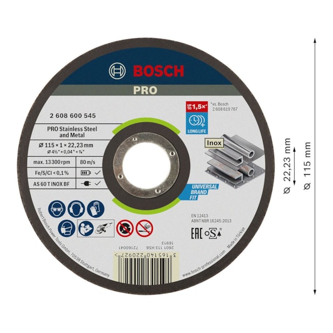 Disco de Corte PRO Stainless Steel and Metal 4.1/2