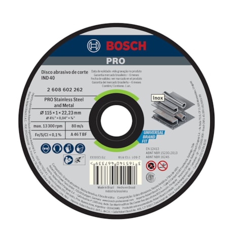 Disco de Corte PRO Stainless Steel and Metal 4.1/2