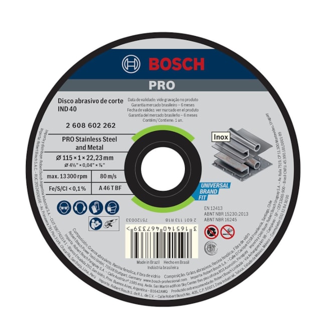 Disco de Corte PRO Stainless Steel and Metal 4.1/2