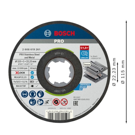 Disco de Corte PRO Stainless Steel and Metal X-Lock 4.1/2