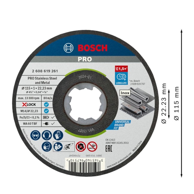 Disco de Corte PRO Stainless Steel and Metal X-Lock 4.1/2