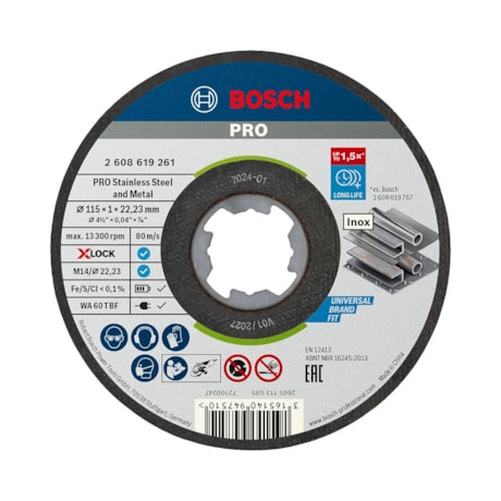 Disco de Corte PRO Stainless Steel and Metal X-Lock 4.1/2
