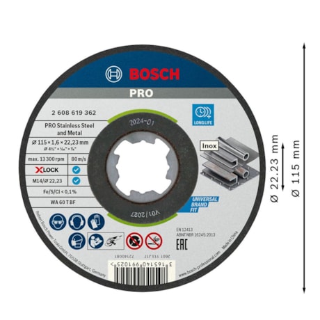 Disco de Corte PRO Stainless Steel and Metal X-Lock 4.1/2