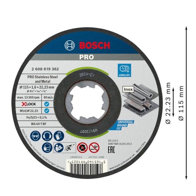 Disco de Corte PRO Stainless Steel and Metal X-Lock 4.1/2