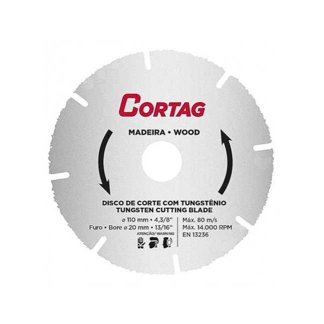Disco de Corte Tugstênio 110mm x 20mm para Madeira 61346 CORTAG-7486cc64-4318-4c7b-9f90-b9a1a1651c98