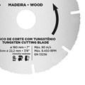 Disco de Corte Tugstênio 180mm x 22,2mm para Madeira 60649 CORTAG