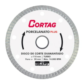 Disco de Corte Turbo Plus Diamantado para Porcelanato 110mm 61314 CORTAG