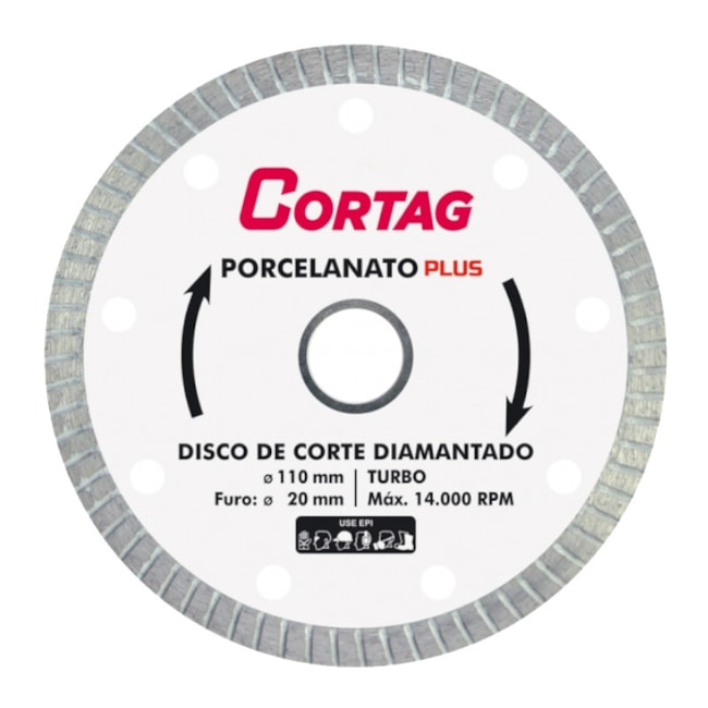 Disco de Corte Turbo Plus Diamantado para Porcelanato 110mm 61314 CORTAG-3d81e5ff-c13a-420d-a68c-cf9d8298ff8f