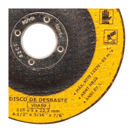 Disco de Desbaste 4.1/2'' 13x64'' 7/8'' VDA-50 1219504120 VONDER-84502f70-5778-4965-a6ec-eabbb77c750d