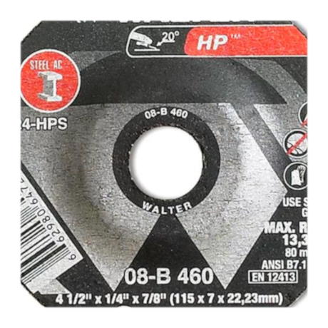 Disco de Desbaste 4.1/2'' X 1/4'' X 7/8'' HP 08B460 WALTER-a403bfb6-3b8d-4f7f-a089-103c98d9a85a