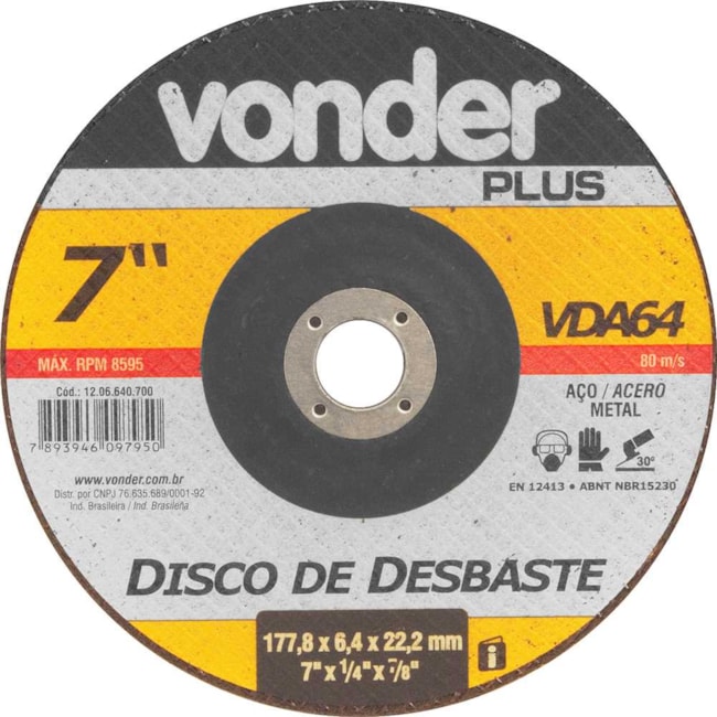 Disco de Desbaste 7'' 1/4'' 7/8'' 1206640700 VONDER-df2a19ab-04d3-4f68-a58e-87e15d430672