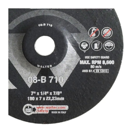 Disco de Desbaste 7'' X 1/4'' X 7/8'' HP 08B710 WALTER-01f43c91-7f06-4444-83b1-2bb2639ddaae