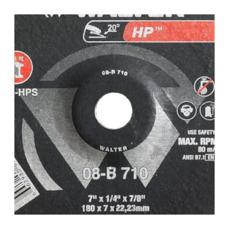 Disco de Desbaste 7'' X 1/4'' X 7/8'' HP 08B710 WALTER-4d3be29a-8afc-4bc1-8678-2c2d4d3ce988