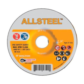 Disco de Desbaste Inox 4.1/2'' ALLSTEEL 08W450 WALTER ABRASIVOS