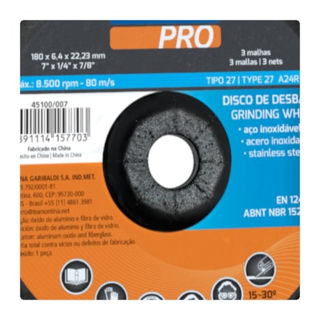 Disco de Desbaste para Aço Inox 7'' 45100/007 TRAMONTINA PRO-a9ad6ff9-9e37-4b0e-a6a0-41187cbf1319