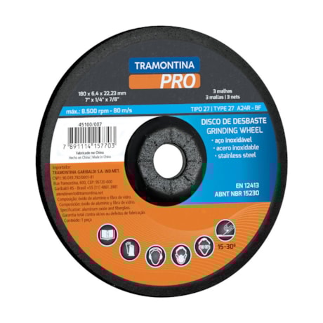 Disco de Desbaste para Aço Inox 7'' 45100/007 TRAMONTINA PRO-169ad503-766e-4f6c-bf04-6c62826585f4