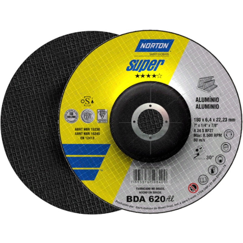 Disco De Desbaste 7 Disco de Desbaste para Alumínio 7" 6.4mm 7/8" 180BDA620 NORTON