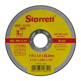 Disco de Desbaste para Ferro 4.1/2 DAD115-54X STARRETT