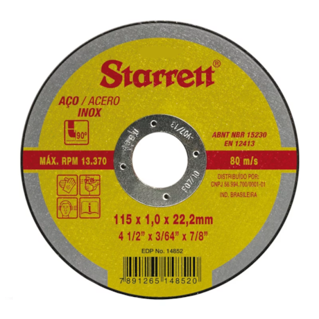 Disco de Desbaste para Ferro 4.1/2 DAD115-54X STARRETT