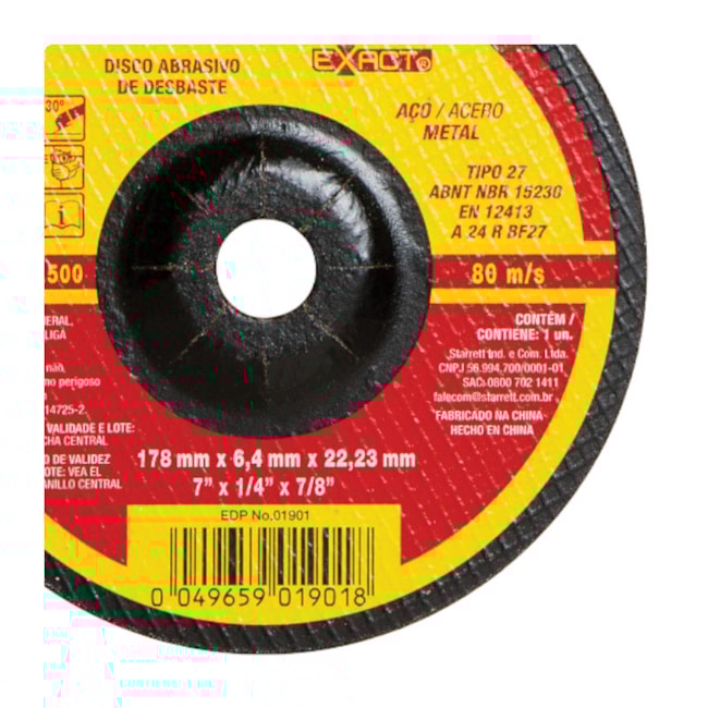 Disco de Desbaste para Ferro 4.1/2'' DAD115-64X STARRETT-58aea6f0-3edf-4be0-9206-64b700617ead