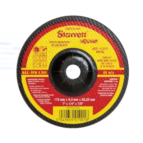 Disco de Desbaste para Ferro 4.1/2'' DAD115-64X STARRETT-1760bf15-c772-416f-b709-6a92157fd211