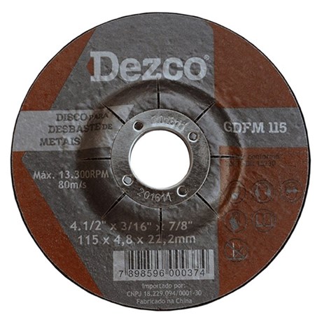 Disco de Desbaste para Ferro 4.1/2" x 3/16" x 7/8" GDFM115