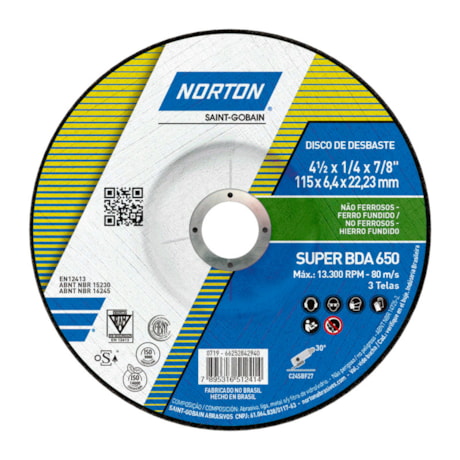 Disco de Desbaste para Metais e Ferro 4.1/2