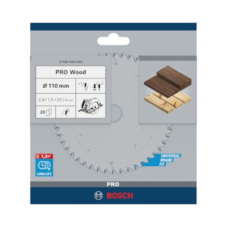 Disco de Serra Circular BOSCH PRO Wood para Madeira 4.3/8