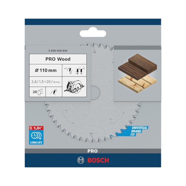 Disco de Serra Circular BOSCH PRO Wood para Madeira 4.3/8
