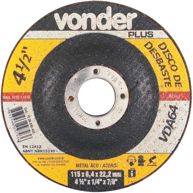 Disco Desbaste 4.1/2'' 1/4'' 7/8'' 1206640450 VONDER-bb82defe-d5f0-4193-a793-194a06fb1600