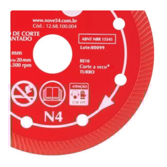 Disco Diamantado 105x20.0mm N4 1268100004 NOVE54-2746d718-b677-4cf3-b579-93483d76e460