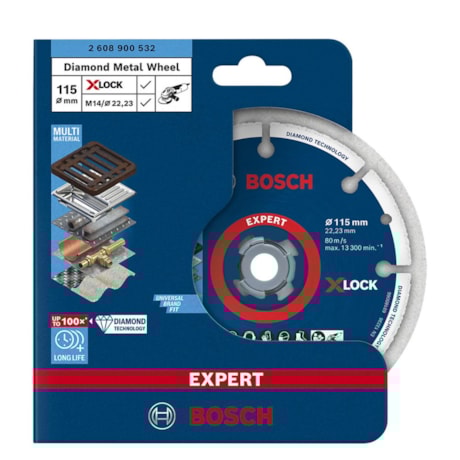 Disco Diamantado 115mmx22.3mm Corte e Desbaste Metal X-Lock 2608900532 BOSCH-65af5447-7874-4487-ae24-6220dcf0aa9d