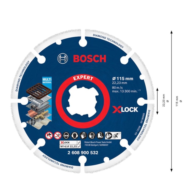 Disco Diamantado 115mmx22.3mm Corte e Desbaste Metal X-Lock 2608900532 BOSCH-a81244d7-a5c0-4425-9c71-a51e8545ac37