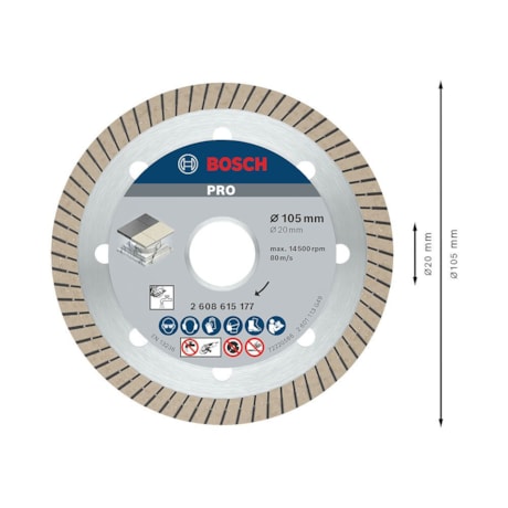 Disco Diamantado PRO Porcelanato Turbo 105x20x1,4x8mm 2608615177 BOSCH-f5b3b3ef-9f5d-451b-b9b8-eae0d7bc3321