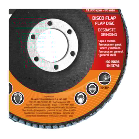 Disco Flap 4.1/2'' Grão 120 45104/004 TRAMONTINA PRO-003859bd-588d-4667-aab8-f39b9baf67b6