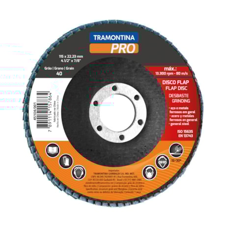 Disco Flap 4.1/2'' Grão 120 45104/004 TRAMONTINA PRO-496d5b43-3497-430b-94f5-f27d660b6087