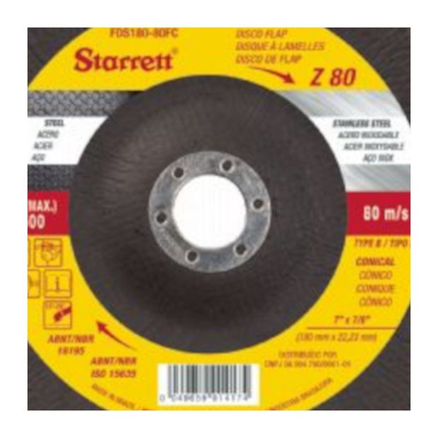 Disco Flap 4.1/2'' Grão 120 Fibra Curvo FDS115-120FC STARRETT -7bda1bcd-3289-4cea-abc5-afe5d6a2914f