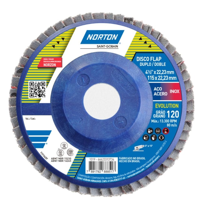 Disco Flap 4.1/2'' Grão 120 R 822 PLASTICO NORTON -be910bfe-87aa-4d18-b381-da3631e82cce